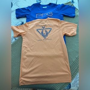 Columbia PFG swim/fishing shirts. YL, 14/16. Orange and blue.
